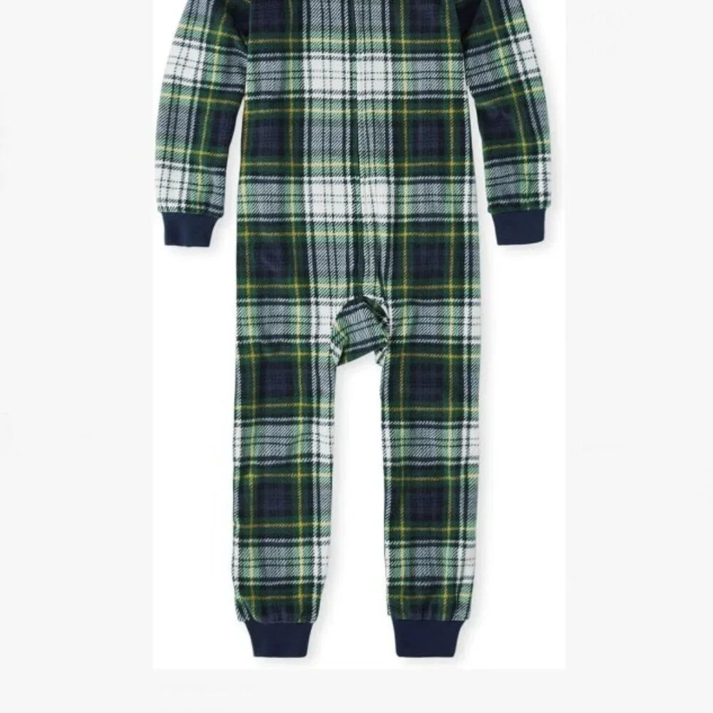 Children's Place Adult Buffalo Plaid Fleece One Piece Medium Pajama Set